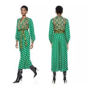 Alice + Olivia Olsen Printed Women's Green Jumpsuit Foulard Combo Size: 2 NWOT